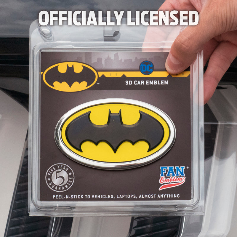 Batman 1989 Logo 3D Car Badge (Black, Yellow and Chrome)