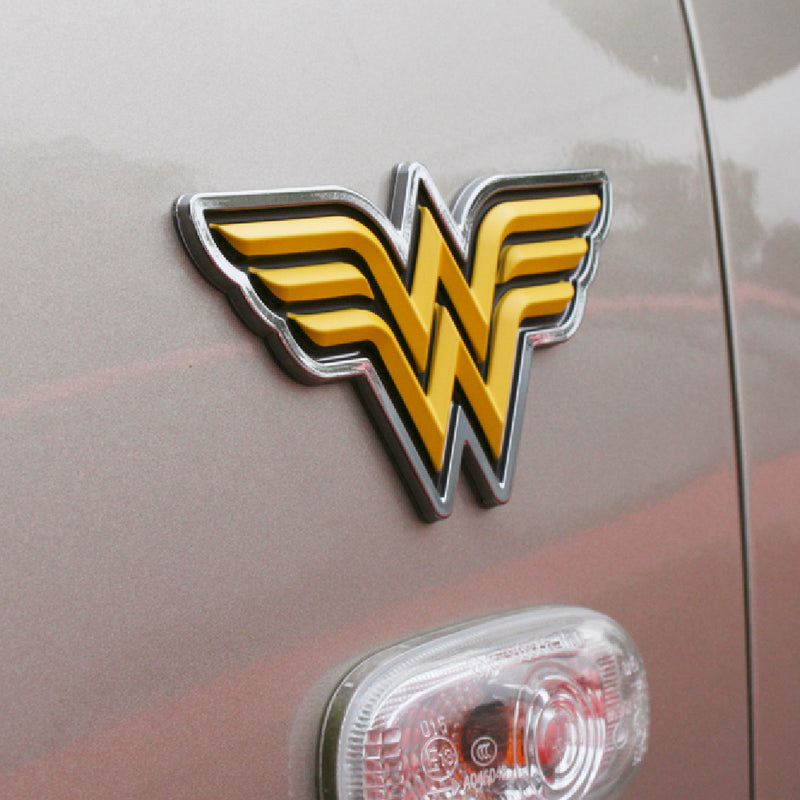 Wonder Woman 3D Car Badge (Black, Yellow and Chrome)