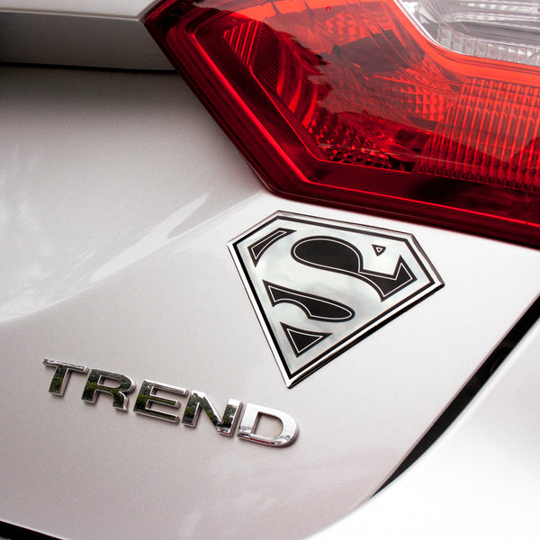 Superman Logo Decal - Classic Logo (Black and Chrome)