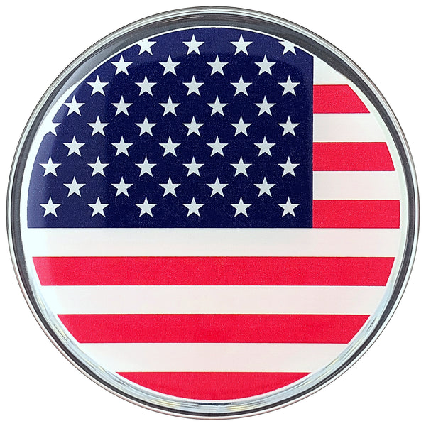 American Flag Car Decal (3" Round - Centered)