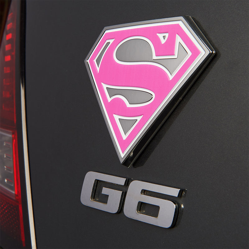 Supergirl 3D Car Badge (Chrome, Pink, White)