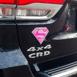 Supergirl 3D Car Badge (Chrome, Pink, White)